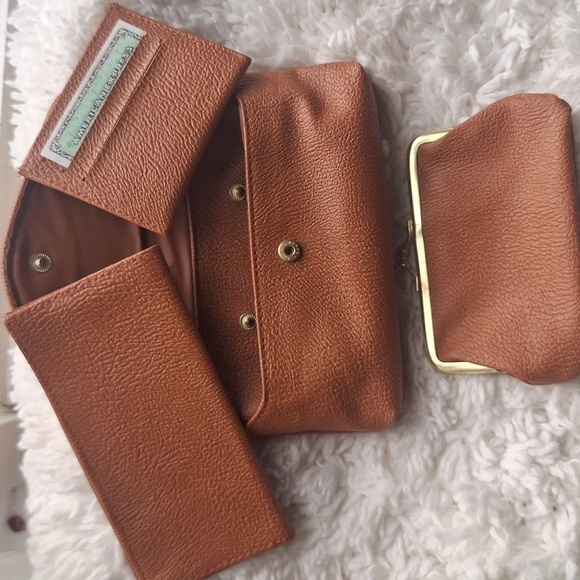 Vintage Brown Paisley Envelope Snap Leather Vinyl Wallet Pouch Clutch - Picture 6 of 15